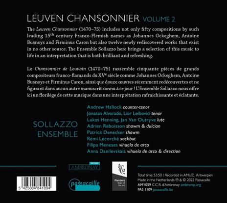 Leuven Chansonnier Vol. 2 - Ou Beau Chastel - CD Audio di Sollazzo Ensemble - 2