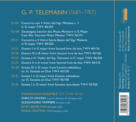 Works For Violins Without Bass - CD Audio di Georg Philipp Telemann,Enrico Onofri,Imaginarium Ensemble - 2