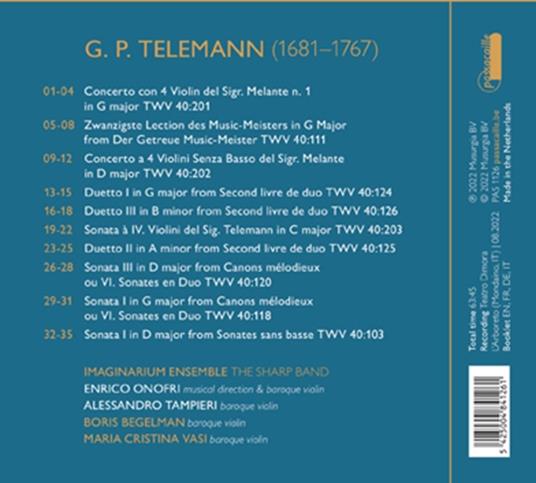 Works For Violins Without Bass - CD Audio di Georg Philipp Telemann,Enrico Onofri,Imaginarium Ensemble - 2