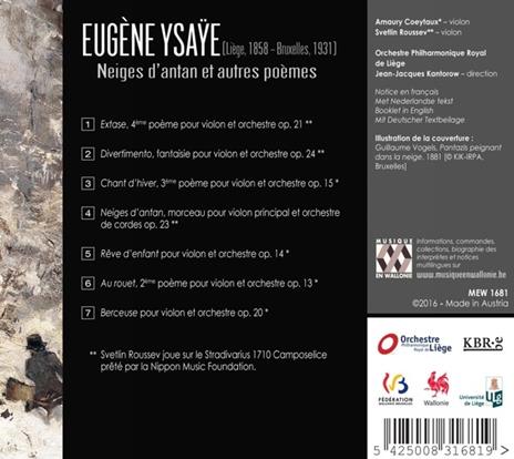 Neiges d'antan - CD Audio di Eugene Ysaye - 2