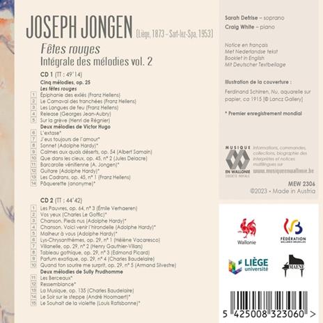 Fetes rouges - Die Lieder Vol.2 - CD Audio di Joseph Jongen - 2