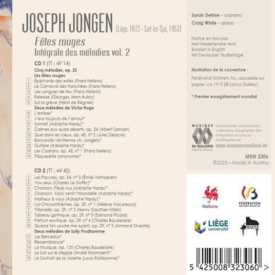 Fetes rouges - Die Lieder Vol.2 - CD Audio di Joseph Jongen - 2