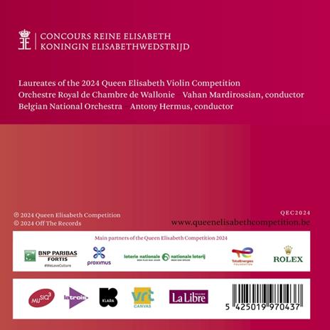 Queen Elisabeth Competition Violin 2024 - CD Audio - 2