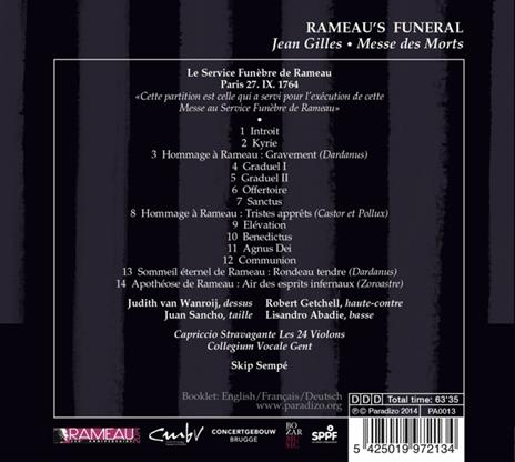 Rameau 's Funeral. Messe des Morts - CD Audio di Jean Gilles,Skip Sempé - 2