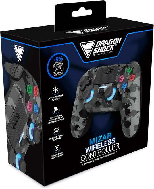 Dragonshock Mizar Mimetico, Grigio Bluetooth Gamepad Analogico/Digitale PlayStation 4 - 2