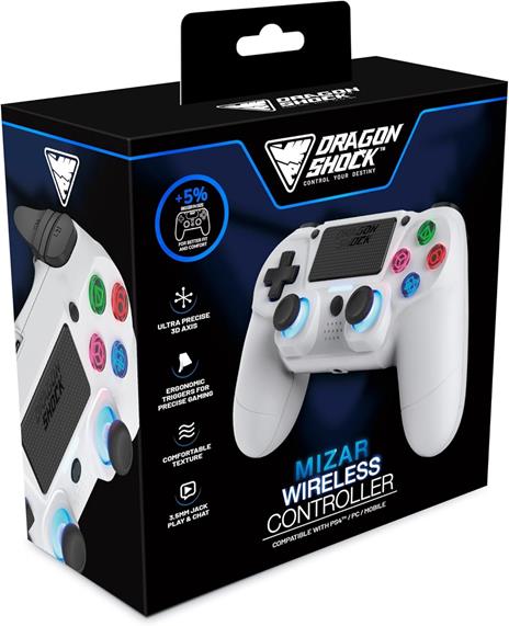 Dragonshock Mizar Bianco Bluetooth Gamepad Analogico/Digitale PlayStation 4 - 2