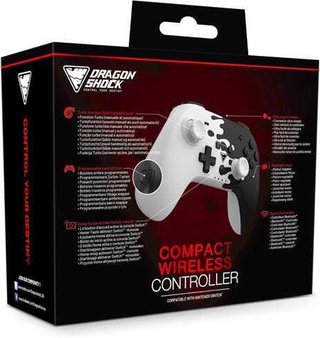 Dragonshock PopTop Compact Nero, Bianco Bluetooth Gamepad Nintendo Switch - 5