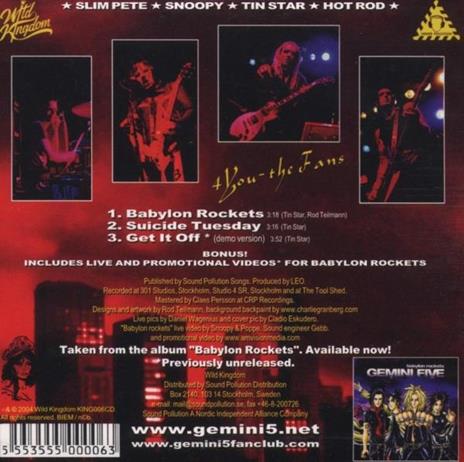 Babylon Rockets - CD Audio Singolo di Gemini Five - 2