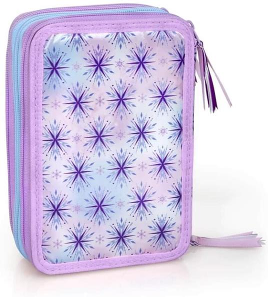 FROZEN - ASTUCCIO SCUOLA 3 ZIP FROZEN - ANNA ED ELSA - COMPLETO DI 44 PEZZI - PRODOTTO UFFICIALE DISNEY (LILLA) - 3