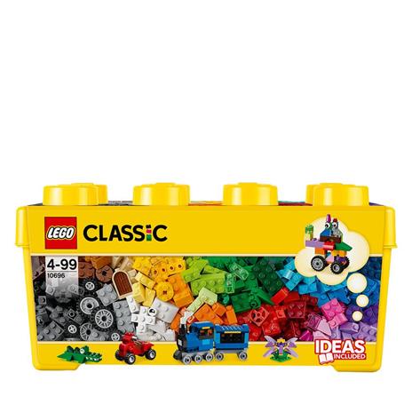 LEGO Classic 10696 Scatola Mattoncini Creativi Media, Contenitore per Costruire Fiori, Macchina, Treno e Aereo Giocattolo