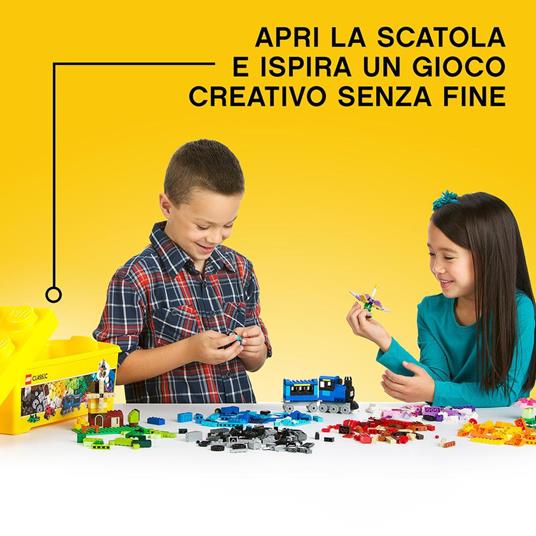 LEGO Classic 10696 Scatola Mattoncini Creativi Media, Contenitore per Costruire Fiori, Macchina, Treno e Aereo Giocattolo - 3