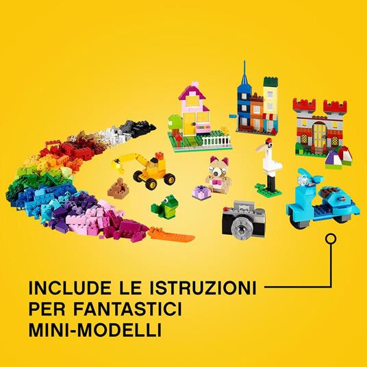 LEGO Classic 10698 Scatola Mattoncini Creativi Grande per Costruire Macchina Fotografica, Vespa e Ruspa Giocattolo - 21