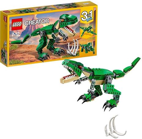 LEGO Creator 31058 Dinosauro, Giocattolo 3 in 1, Set con T-rex, Triceratopo e Pterodattilo, Giochi per Bambini dai 7 Anni