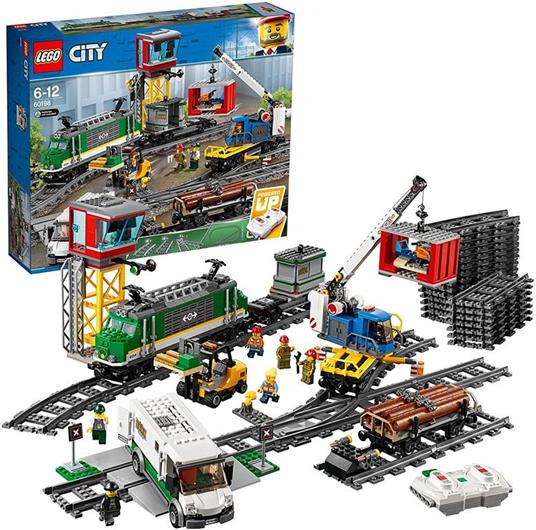 LEGO City 60198 Treno Merci, Giocattolo Telecomandato per Bambini di 6-12 anni, Bluetooth RC, 3 Carrozze, Binari e Accessori - 2