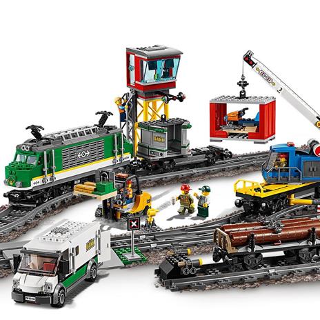 LEGO City 60198 Treno Merci, Giocattolo Telecomandato per Bambini di 6-12 anni, Bluetooth RC, 3 Carrozze, Binari e Accessori - 6