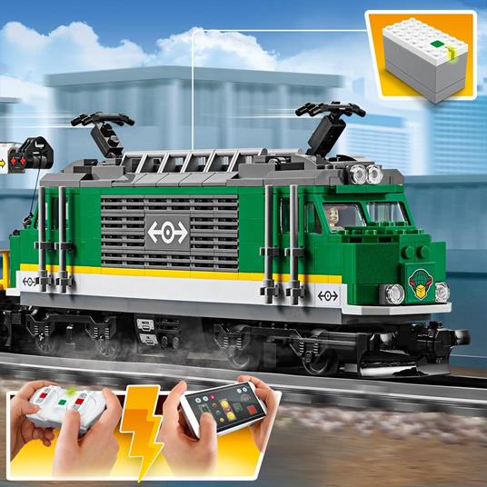 LEGO City 60198 Treno Merci, Giocattolo Telecomandato per Bambini di 6-12 anni, Bluetooth RC, 3 Carrozze, Binari e Accessori - 8