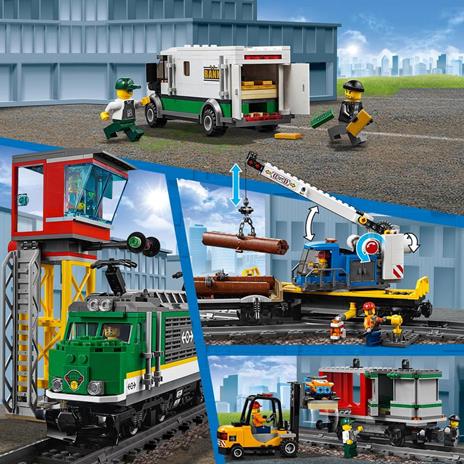 LEGO City 60198 Treno Merci, Giocattolo Telecomandato per Bambini di 6-12 anni, Bluetooth RC, 3 Carrozze, Binari e Accessori - 9