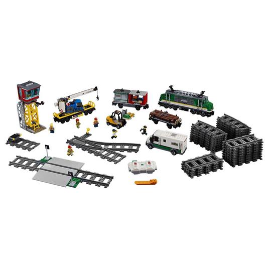 LEGO City 60198 Treno Merci, Giocattolo Telecomandato per Bambini di 6-12 anni, Bluetooth RC, 3 Carrozze, Binari e Accessori - 11