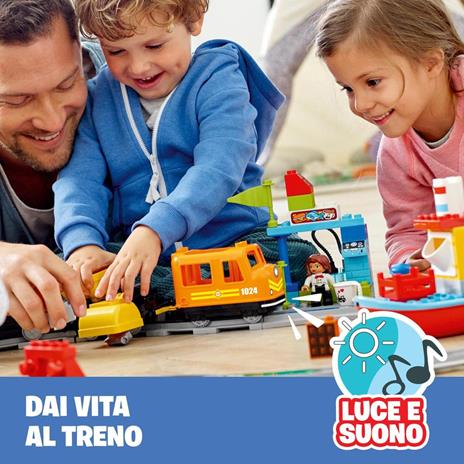 LEGO DUPLO 10875 Il Grande Treno Merci, Set Push & Go, Luci e Suoni, Gru Giocattolo, Giochi per Bambini dai 2 ai 5 Anni - 4