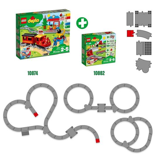 LEGO DUPLO 10882 Binari Ferroviari, Giochi per Bambini in Età Prescolare con Mattoncino Sonoro, Giocattoli Educativi - 5