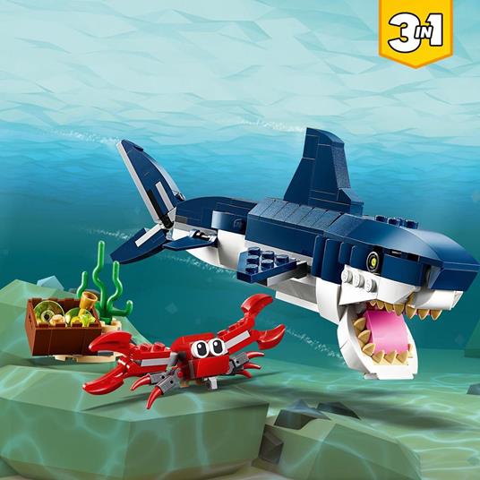 LEGO Creator 31088 Creature degli Abissi: Squalo, Granchio e Calamaro o Rana Pescatrice, Giocattoli per Bambini - 3