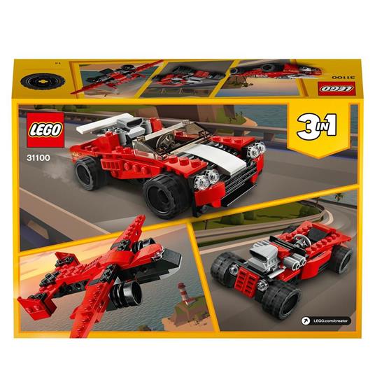 LEGO Creator 31100 3 in 1 Auto Sportiva - Hot Rod - Kit di Costruzione Aereo, Giocattoli per Bambini e Bambine - 13