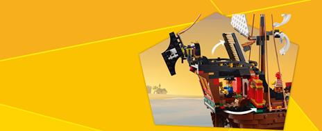 LEGO Creator 31109 Galeone dei Pirati, Set 3 in 1 con Nave Giocattolo, Locanda e Isola del Teschio, Minifigure e Squalo - 13