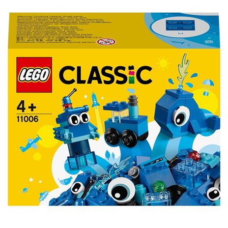 LEGO Classic 11006 Mattoncini Blu Creativi, Giochi Educativi per Bambini di 4+ Anni, con Balena, Treno e Robot Giocattolo - 4