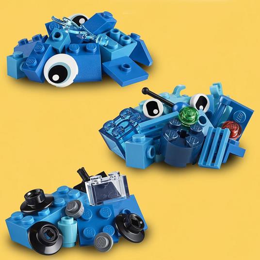 LEGO Classic 11006 Mattoncini Blu Creativi, Giochi Educativi per Bambini di 4+ Anni, con Balena, Treno e Robot Giocattolo - 8