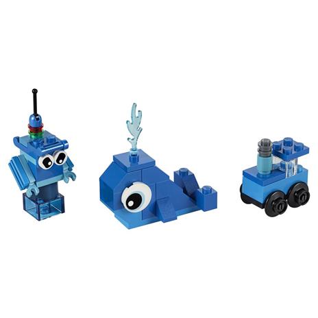 LEGO Classic 11006 Mattoncini Blu Creativi, Giochi Educativi per Bambini di 4+ Anni, con Balena, Treno e Robot Giocattolo - 11