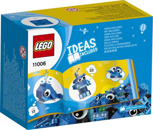 LEGO Classic 11006 Mattoncini Blu Creativi, Giochi Educativi per Bambini di 4+ Anni, con Balena, Treno e Robot Giocattolo - 13