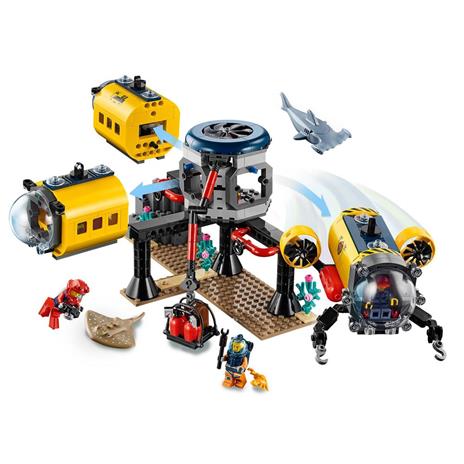 LEGO City 60265 Base per Esplorazioni Oceaniche, Sottomarino Giocattolo, Animali Marini Squalo e Manta, Giochi per Bambini - 5