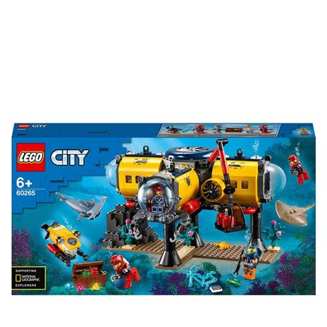 LEGO City 60265 Base per Esplorazioni Oceaniche, Sottomarino Giocattolo, Animali Marini Squalo e Manta, Giochi per Bambini - 3