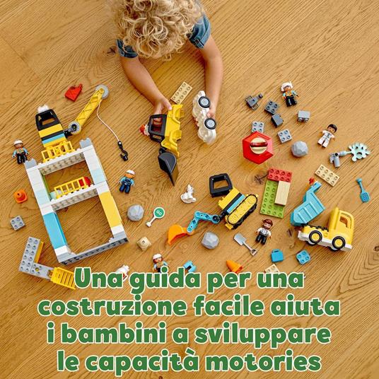 LEGO DUPLO Town 10933 Cantiere Edile con Gru a Torre, Set con Luci