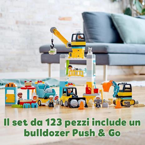 LEGO DUPLO Town 10933 Cantiere Edile con Gru a Torre, Set con Luci e Suoni, Motore Push & Go, Mattoncini Creativi - 3