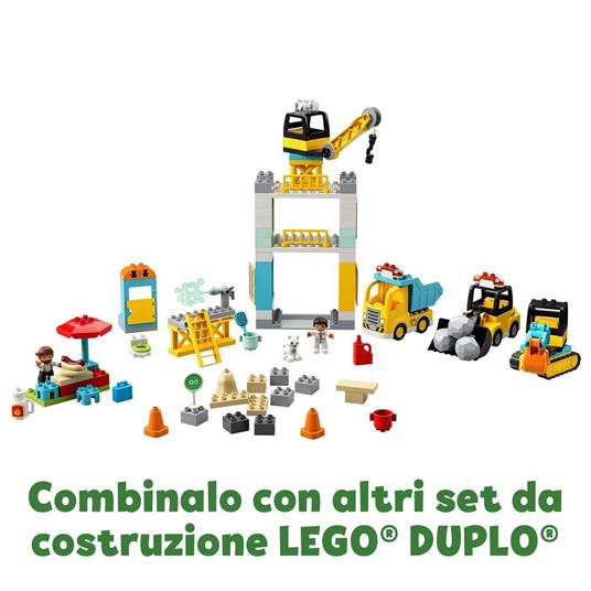 LEGO DUPLO Town 10933 Cantiere Edile con Gru a Torre, Set con Luci e Suoni, Motore Push & Go, Mattoncini Creativi - 6