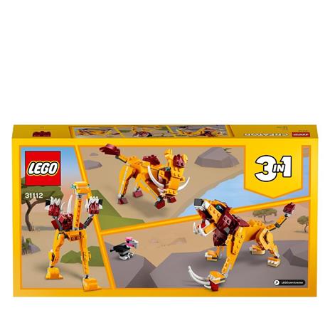 LEGO Creator 31112 3 in 1 Leone Selvatico, Kit di Costruzione , Struzzo e Facocero, Giocattoli per Bambini dai 7 Anni in Su - 8
