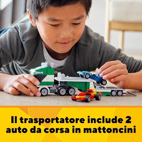 LEGO Creator 31113 3 in 1 Trasportatore di Auto da Corsa, Kit di Costruzione, Camion con Rimorchio, Gru e Rimorchiatore - 4