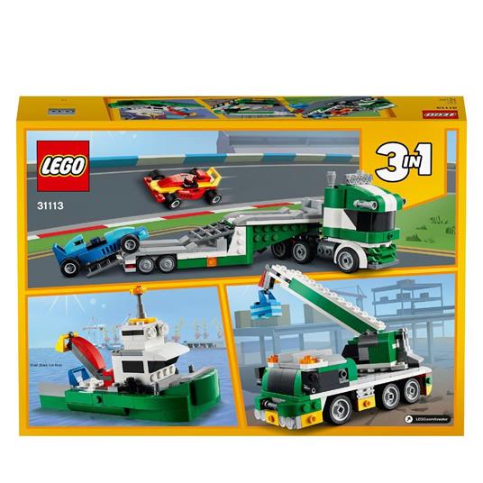 LEGO Creator 31113 3 in 1 Trasportatore di Auto da Corsa, Kit di Costruzione, Camion con Rimorchio, Gru e Rimorchiatore - 8