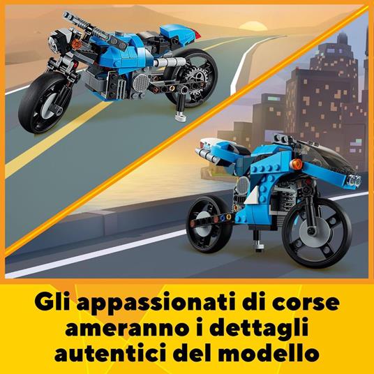 LEGO Creator 31114 3 in 1 Superbike, Kit di Costruzione Moto Sportiva o Classica o Hoverbike, Veicoli Giocattolo per Bambini - 5