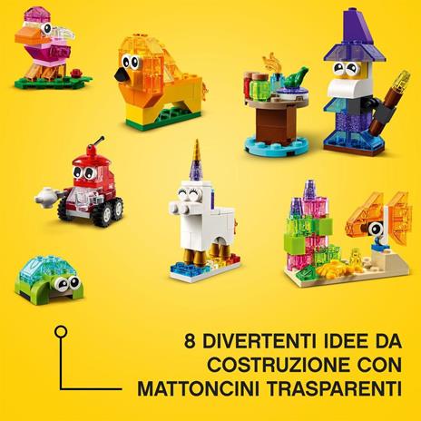 LEGO Classic 11013 Mattoncini Trasparenti Creativi, con Animali (Leone, Uccello e Tartaruga), Giochi per Bambini di 4+ Anni - 4
