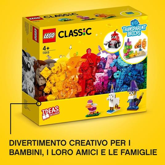 LEGO Classic 11013 Mattoncini Trasparenti Creativi, con Animali (Leone, Uccello e Tartaruga), Giochi per Bambini di 4+ Anni - 7