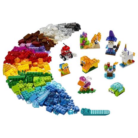 LEGO Classic 11013 Mattoncini Trasparenti Creativi, con Animali (Leone, Uccello e Tartaruga), Giochi per Bambini di 4+ Anni - 8
