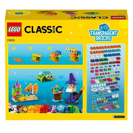 LEGO Classic 11013 Mattoncini Trasparenti Creativi, con Animali (Leone, Uccello e Tartaruga), Giochi per Bambini di 4+ Anni - 9