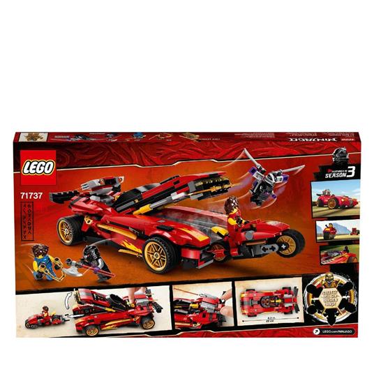 LEGO NINJAGO 71737 Super-bolide Ninja X-1, Macchinina Giocattolo e Motocicletta Ninja con Personaggio Cole d'Oro - 8