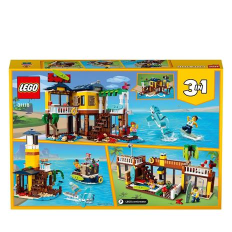 LEGO Creator 31118 Surfer Beach House, Kit di Costruzione in Mattoncini 3 in 1, Faro e Casetta con Piscina per Bambini - 8