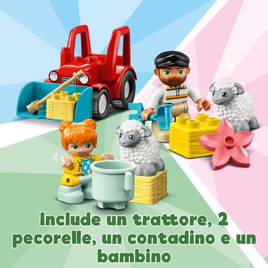 LEGO DUPLO Town 10950 Il Trattore della Fattoria e i Suoi Animali, con Pecora e Contadino, Giocattolo per Bambini - 3