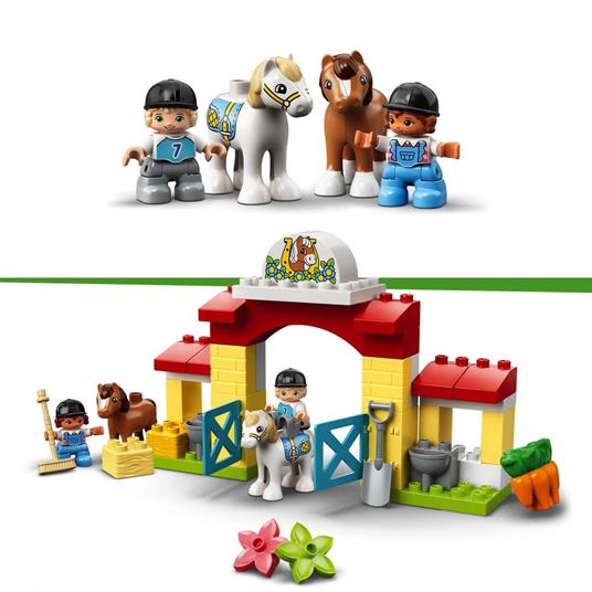 LEGO DUPLO Town 10951 Maneggio, Fattoria Giocattolo con 2 Pony, Set per Bambini, Accessori per la Cura degli Animali - 4