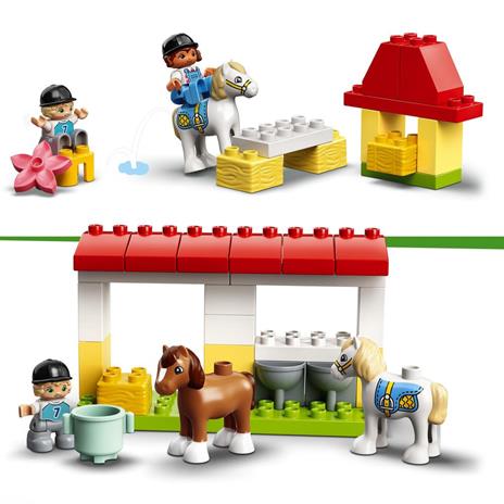 LEGO DUPLO Town 10951 Maneggio, Fattoria Giocattolo con 2 Pony, Set per Bambini, Accessori per la Cura degli Animali - 5