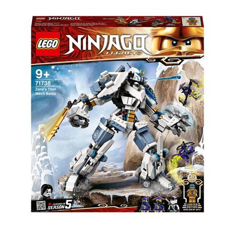 LEGO NINJAGO 71738 Mech Titano da battaglia di Zane, Modellino da Costruire Stagione 5 Serie TV, con Figura Dorata di Jay